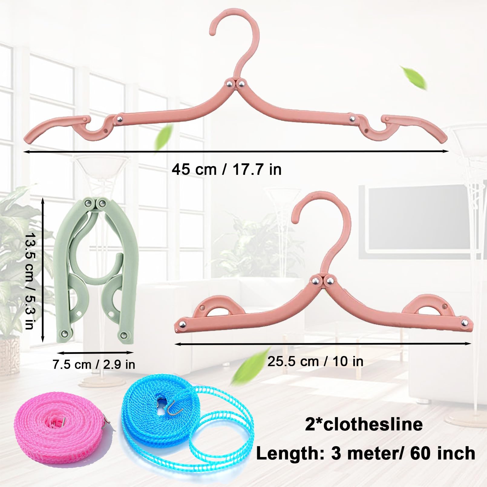 24Pcs Travel Hangers,Portable Folding Clothes Hangers,Travel Clothes Hangers With Clotheslines,Travel Accessories Foldable Cloth